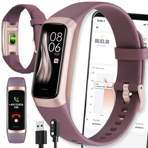 SMARTWATCH WATCH ZEGAREK PURPUROWY C60 Opaska FIT SMARTBAND Pulsometr iOS ANDROID AMOLED PULS