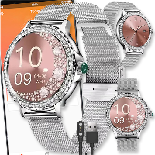 SMARTWATCH WATCH ZEGAREK AMOLED BLUETOOTH ROZMOWY MENU PL DAMSKI SMARTBAND NX19