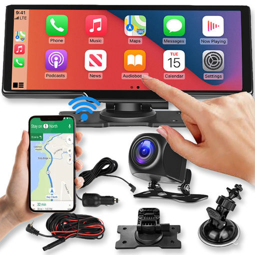 EKRAN SAMOCHODOWY MONITOR ODTWARZACZ CARPLAY ANDROID APPLE MONIOTR KAMERA COFANIA A3018