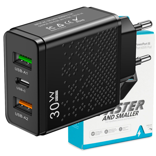 ŁADOWARKA SIECIOWA USB-C SZYBKA DO TELEFONU KOSTKA CHARGER UNIWERSALNA 30W